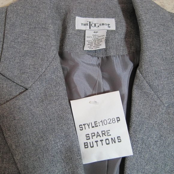 Women's Gray Blazer Suit Jacket Long Sleeve Grey The Tog Shop Petite 4P - Picture 5 of 7